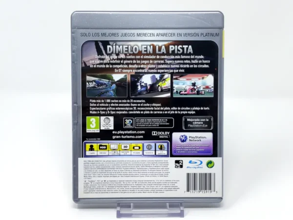 Parte trasera de Gran Turismo 5 (ESP) (Platinum) para PlayStation 3, edición PAL España