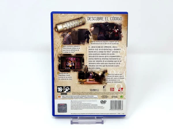 Parte trasera de El código Da Vinci (ESP) para PlayStation 2, edición PAL España