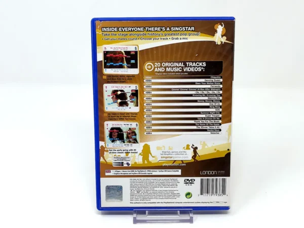 Parte trasera de SingStar ABBA (UK) para PlayStation 2, edición PAL UK