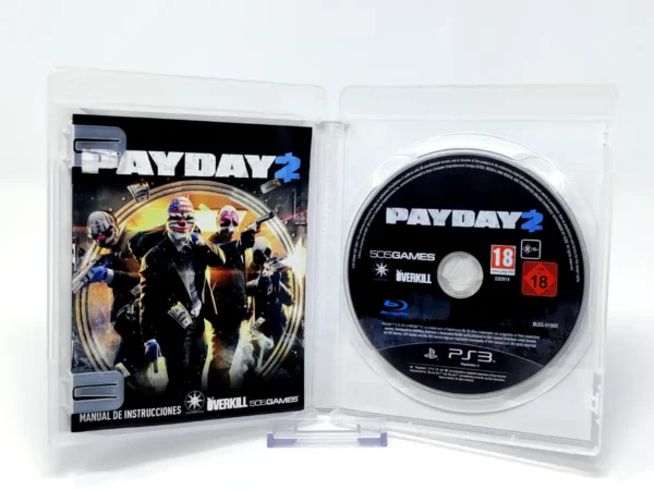 Interior del juego Payday 2 (ESP) para PlayStation 3 con disco y manual