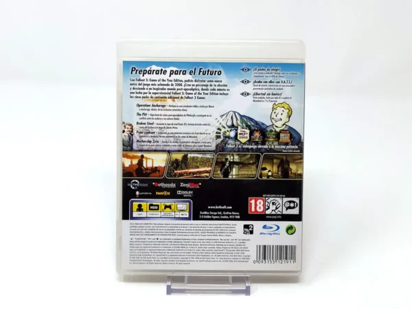 Parte trasera de Fallout 3: Game of the Year Edition (ESP) para PlayStation 3, edición PAL España