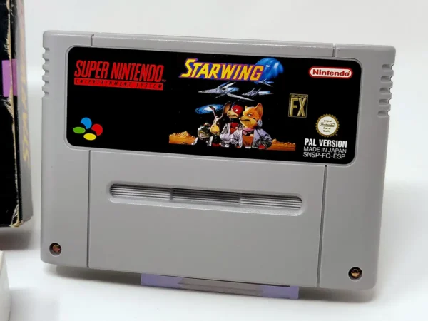 Lateral de la caja de Starwing (ESP) para Nintendo SNES