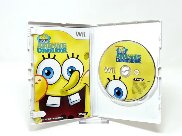 Interior del juego Bob Esponja: Atrapados en el Congelador (ESP) para Nintendo Wii con disco y manual