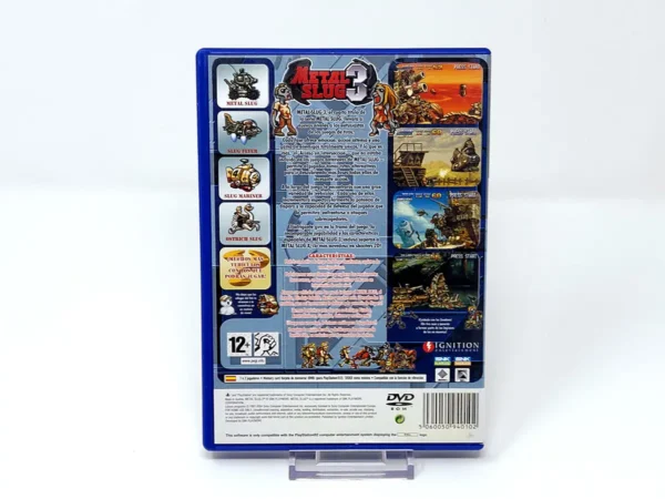 Parte trasera de Metal Slug 3 (ESP) para PlayStation 2, edición PAL España