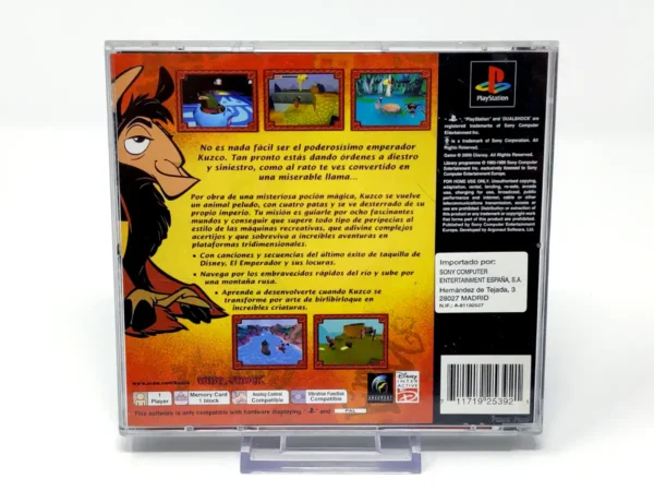Parte trasera de Disney El Emperador y sus Locuras (ESP) para PlayStation 1, edición PAL España