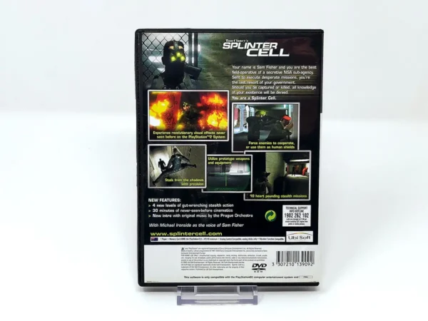 Parte trasera de Tom Clancy's Splinter Cell (AUS) para PlayStation 2, edición PAL Australia