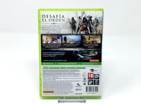 Parte trasera de Assassin's Creed IV: Black Flag (ESP) (Classics) para XBOX 360, edición PAL España