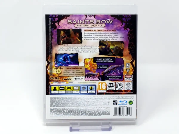 Parte trasera de Saints Row: Gat out of Hell (ESP) para PlayStation 3, edición PAL España