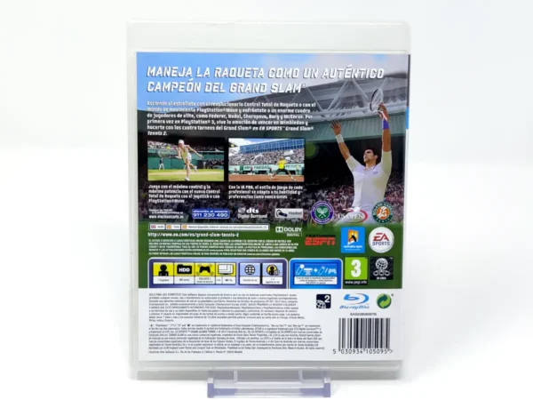 Parte trasera de Grand Slam Tennis 2 (ESP) para PlayStation 3, edición PAL España