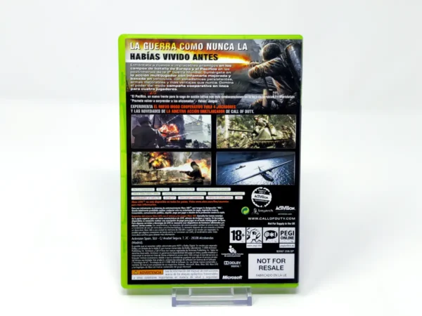 Parte trasera de Call of Duty: World at War (ESP) para XBOX 360, edición PAL España