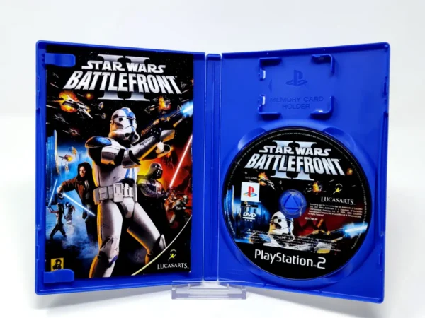 Interior del juego Star Wars: Battlefront II (ESP) para PlayStation 2 con disco y manual