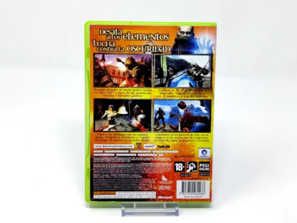 Parte trasera de Dark Messiah: Might and Magic: Elements (ESP) para XBOX 360, edición PAL España