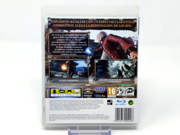 Parte trasera de Resonance of Fate (ESP) para PlayStation 3, edición PAL España