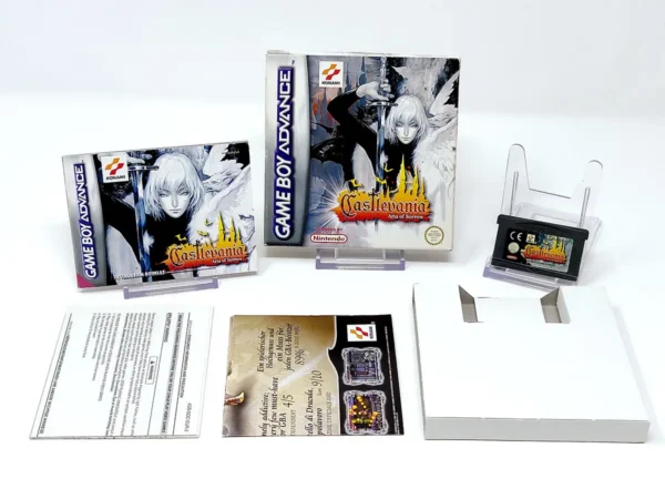 Interior del juego Castlevania: Aria of Sorrow (ESP) para Nintendo Game Boy Advance con disco y manual