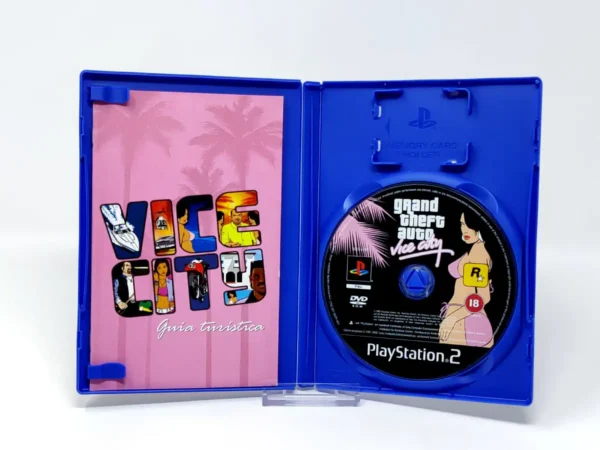 Interior del juego Grand Theft Auto: Vice City (Ed. Pack Doble) (ESP) para PlayStation 2 con disco y manual