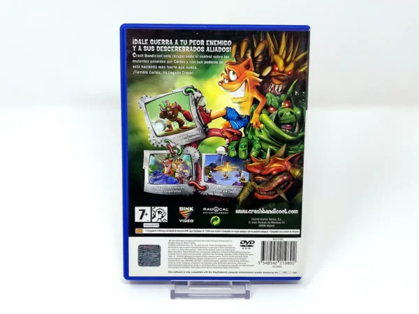 Parte trasera de Crash: Guerra al Coco-Maniaco (ESP) para PlayStation 2, edición PAL España