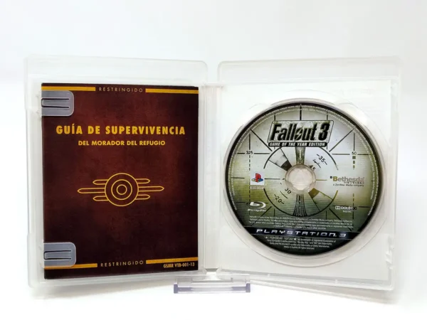 Interior del juego Fallout 3: Game of the Year Edition (ESP) para PlayStation 3 con disco y manual