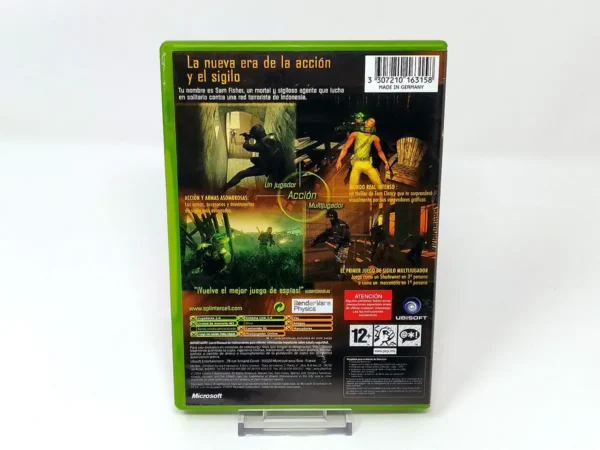 Parte trasera de Tom Clancy's Splinter Cell: Pandora Tomorrow (ESP) para XBOX, edición PAL España