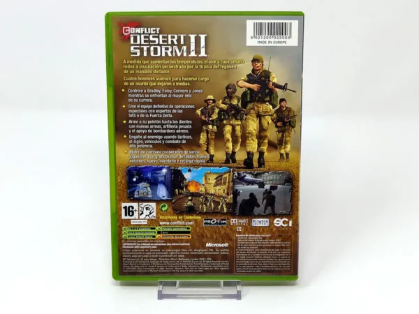 Parte trasera de Conflict: Desert Storm II (ESP) para XBOX, edición PAL España