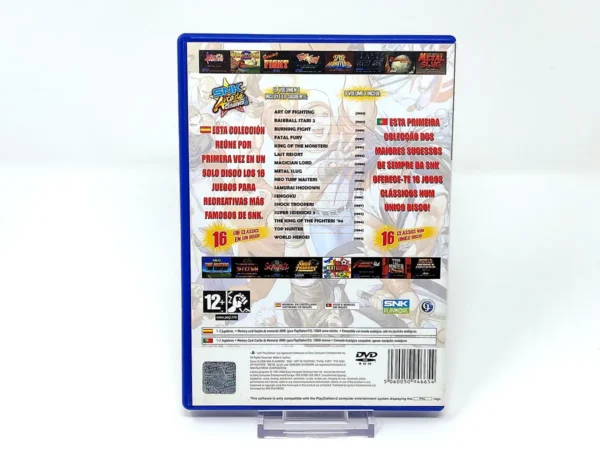Parte trasera de SNK Arcade Classics Vol. 1 (ESP) para PlayStation 2, edición PAL España