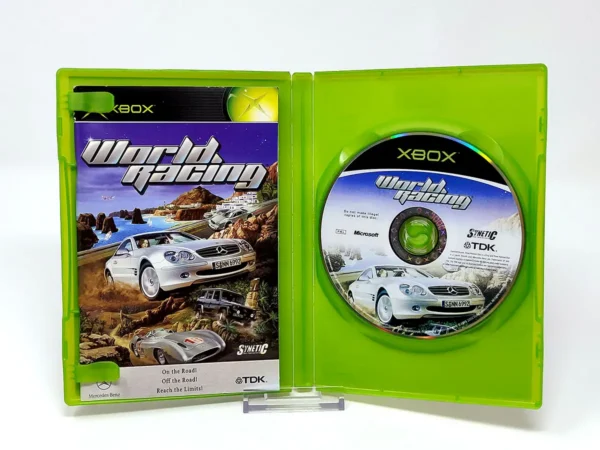 Interior del juego World Racing (ESP) para XBOX con disco y manual