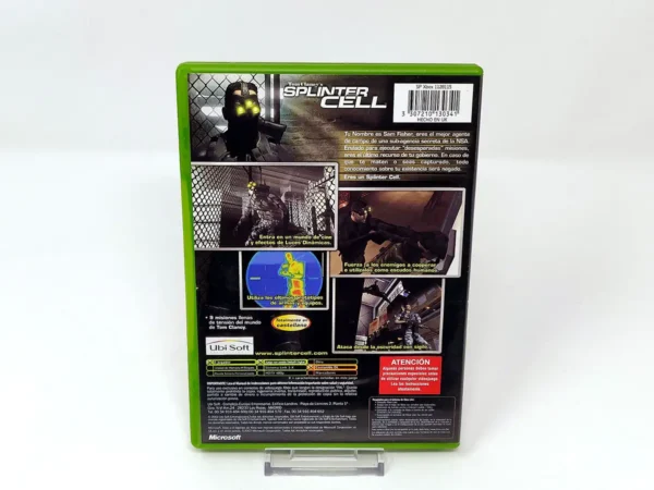 Parte trasera de Tom Clancy's Splinter Cell (ESP) para XBOX, edición PAL España