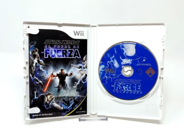 Interior del juego Star Wars: El Poder de la Fuerza (ESP) para Nintendo Wii con disco y manual