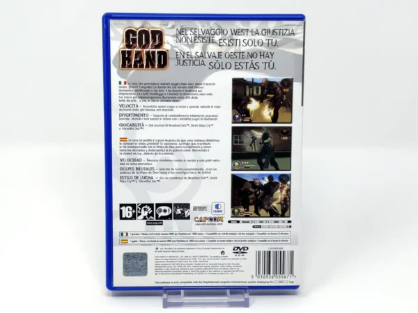 Parte trasera de God Hand (ESP) para PlayStation 2, edición PAL España