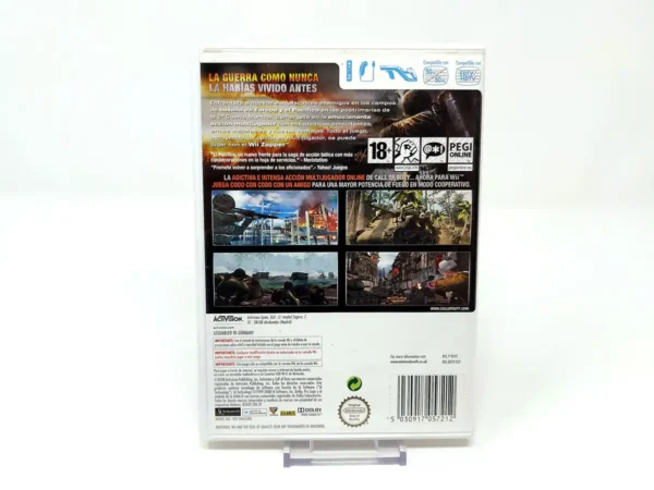 Parte trasera de Call of Duty: World at War (ESP) para Nintendo Wii, edición PAL España