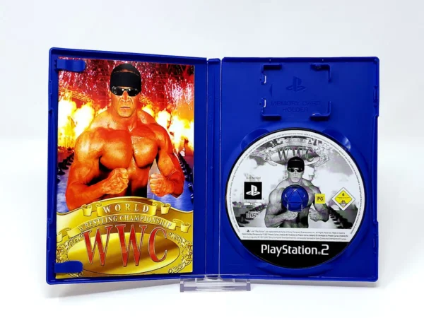 Interior del juego World Wrestling Championship (EUR) para PlayStation 2 con disco y manual