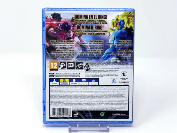 Parte trasera de Street Fighter V: Champion Edition (ESP) (Precintado) para PlayStation 4, edición PAL España