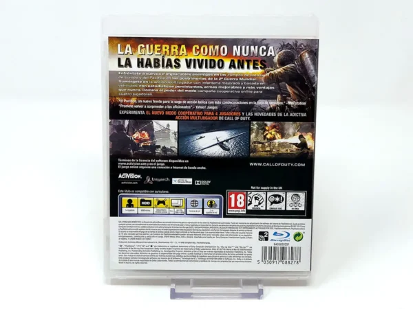 Parte trasera de Call of Duty: World at War (ESP) (v2) para PlayStation 3, edición PAL España