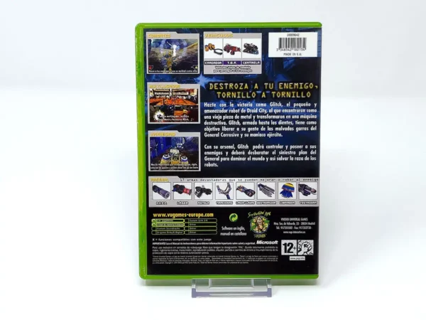Parte trasera de Metal Arms: Glitch in the System (ESP) para XBOX, edición PAL España