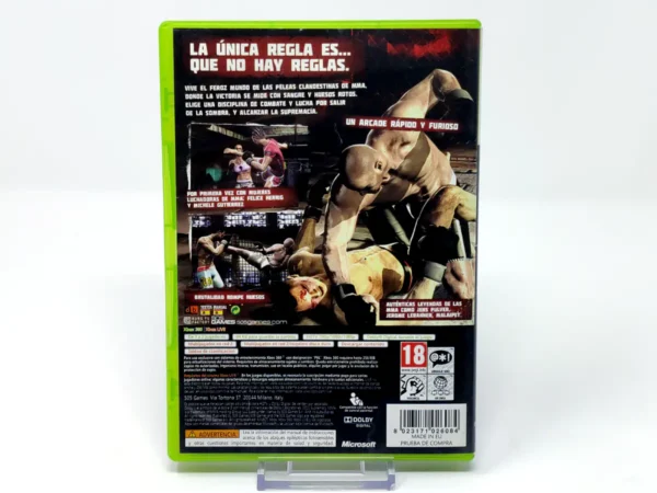 Parte trasera de Supremacy MMA (ESP) para XBOX 360, edición PAL España