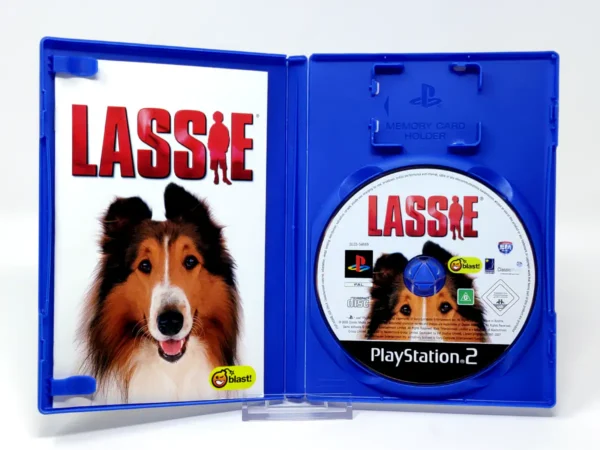 Interior del juego Lassie (ESP) para PlayStation 2 con disco y manual