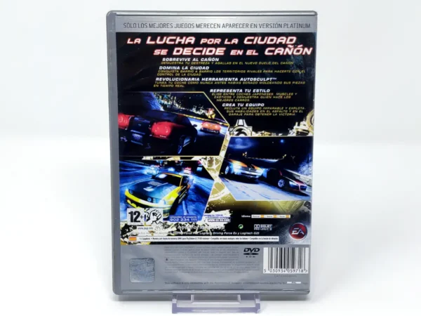 Parte trasera de Need for Speed: Carbono (ESP) (Platinum) para PlayStation 2, edición PAL España