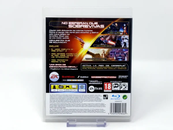 Parte trasera de Mass Effect 2 (ESP) para PlayStation 3, edición PAL España
