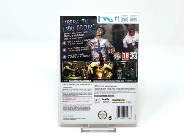 Parte trasera de Resident Evil: The Darkside Chronicles (ESP) para Nintendo Wii, edición PAL España