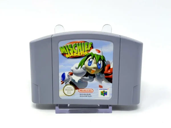 Lateral de la caja de Mischief Makers (UK) para Nintendo 64