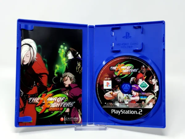 Interior del juego The King of Fighters 2003 (ESP) para PlayStation 2 con disco y manual