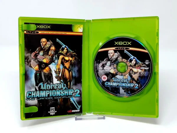 Interior del juego Unreal Championship 2: The Liandri Conflict (ESP) para XBOX con disco y manual