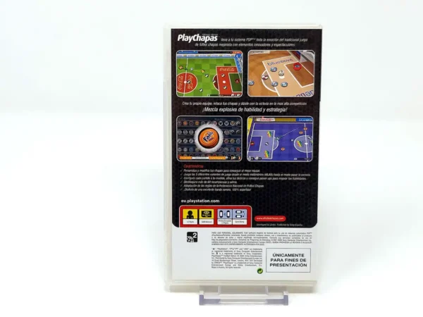 Parte trasera de PlayChapas Football Edition (ESP) (Promo) para PSP, edición PAL España