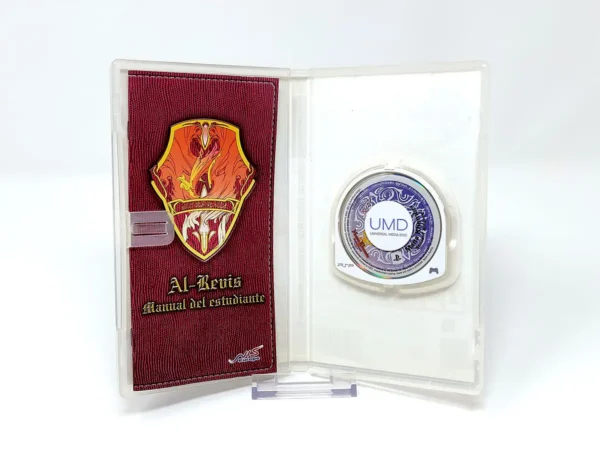 Interior del juego Mana Khemia: Student Alliance (ESP) para PSP con disco y manual