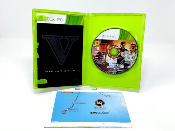 Interior del juego Grand Theft Auto V (ESP) (Con Mapa) para XBOX 360 con disco y manual