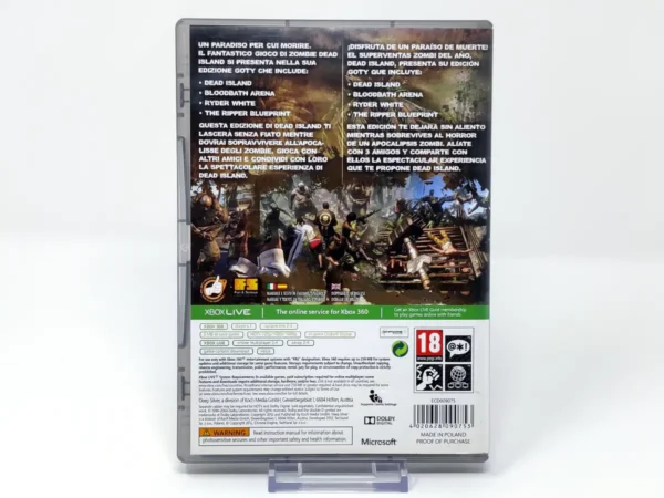 Parte trasera de Dead Island: Game of the Year Edition (ESP) (Classics) para XBOX 360, edición PAL España