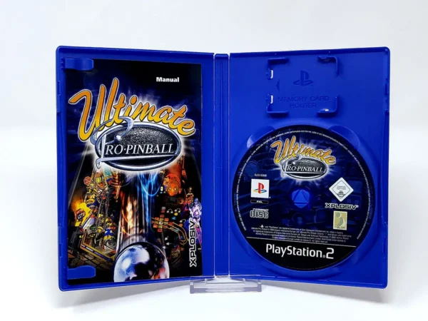Interior del juego Ultimate Pro Pinball (ESP) para PlayStation 2 con disco y manual