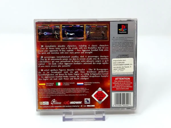 Parte trasera de Mortal Kombat Trilogy (ESP) (Platinum) (Rebajado) para PlayStation 1, edición PAL España
