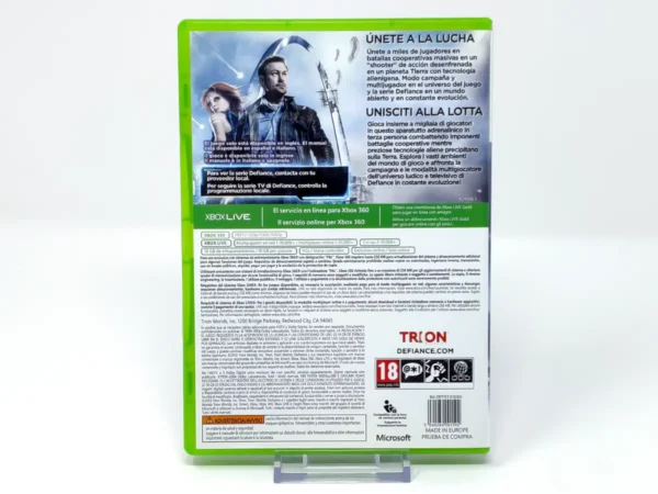 Parte trasera de Defiance (Edición Definitiva) (ESP) para XBOX 360, edición PAL España