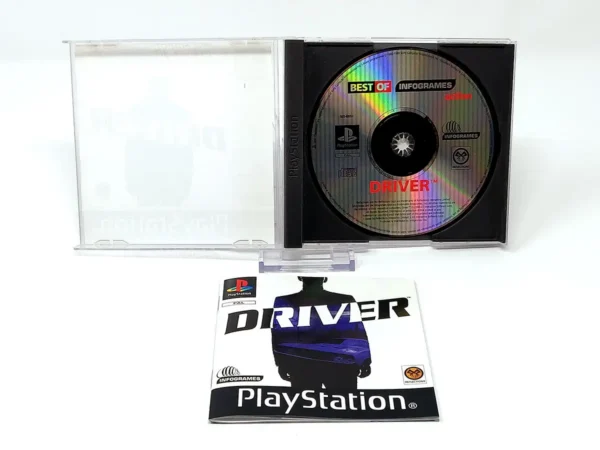 Interior del juego Driver (ESP) para PlayStation 1 con disco y manual