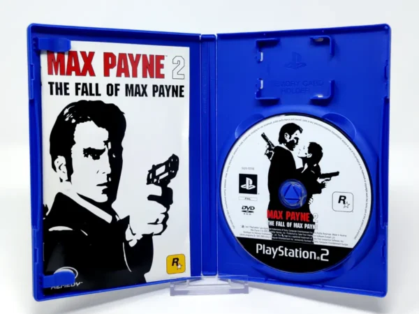 Interior del juego Max Payne 2: The Fall of Max Payne (ESP) para PlayStation 2 con disco y manual